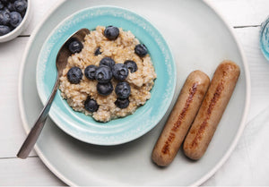 Maine Blueberries and Steel Cut Oatmeal with Apple Chicken Sausage