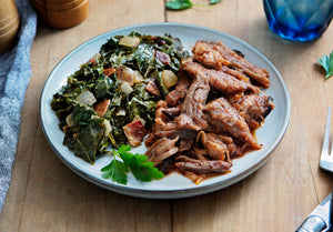 Memphis Pulled Heritage Pork with Southern Braised Greens