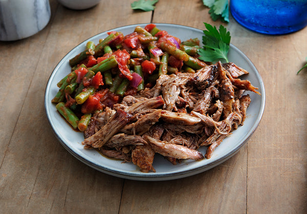 Memphis Pulled Pork with Southern Tomato Braised Green Beans