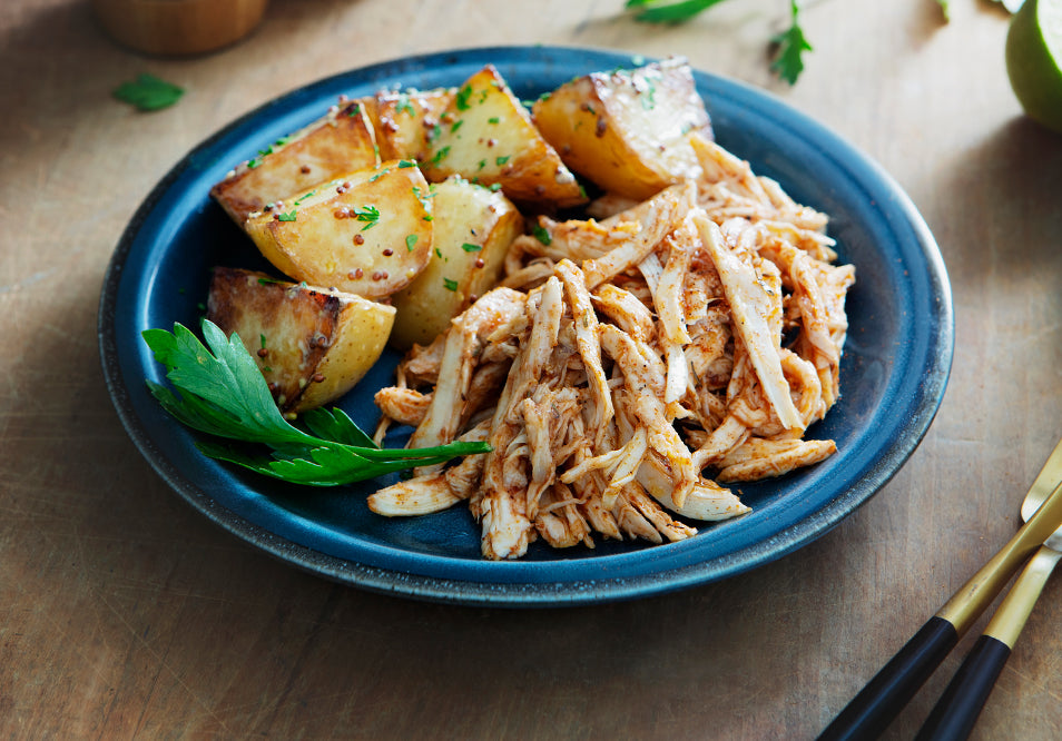 Memphis-Style Pulled Turkey Breast and Mustard-Aioli Grilled Potatoes