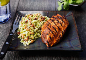 Texas Red BBQ Chicken with Black Eyed Peas and Cilantro Rice