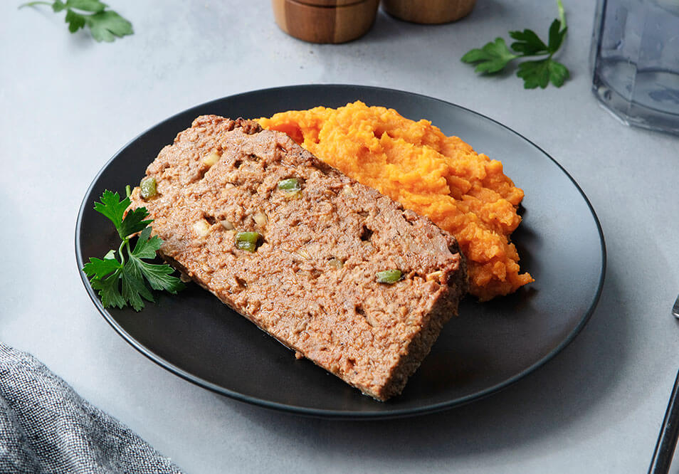 Grass-Fed Beef Mighty Meatloaf and Savory Sweet Potato Mash