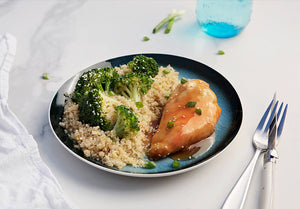 Orange Glazed Chicken with Super Grain Broccoli Pilaf