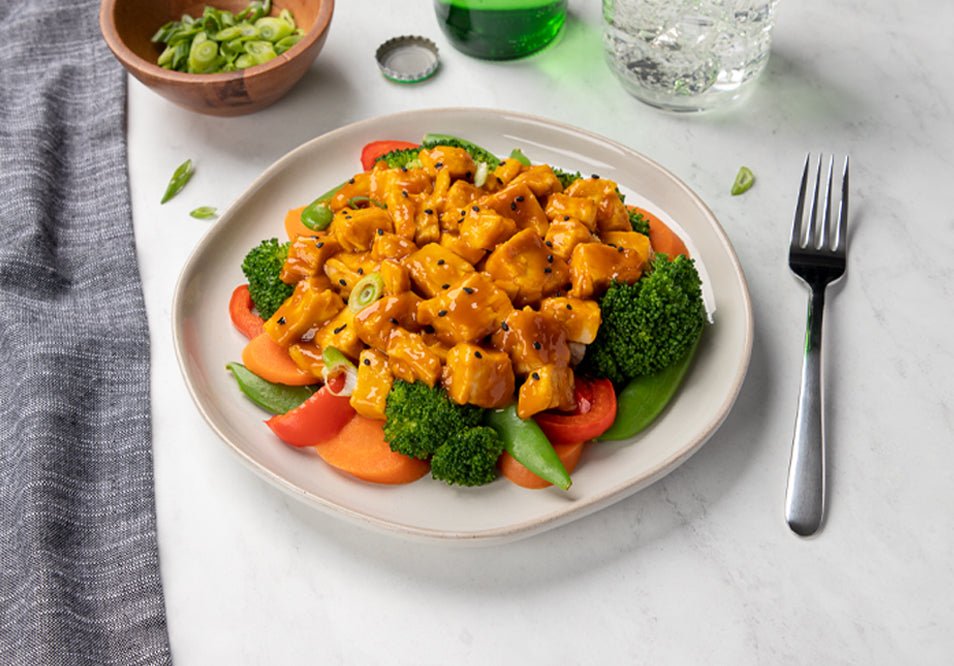 Orange Chicken and Stir-Fried Vegetables