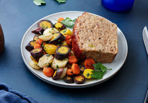 Organic Free-Range Turkey Meatloaf with Herb Roasted Heirloom Carrots