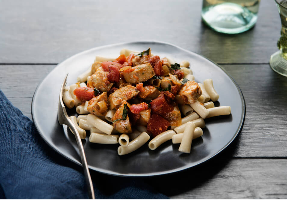 Organic Penne Pasta Arrabbiata with Italian Chicken Sausage