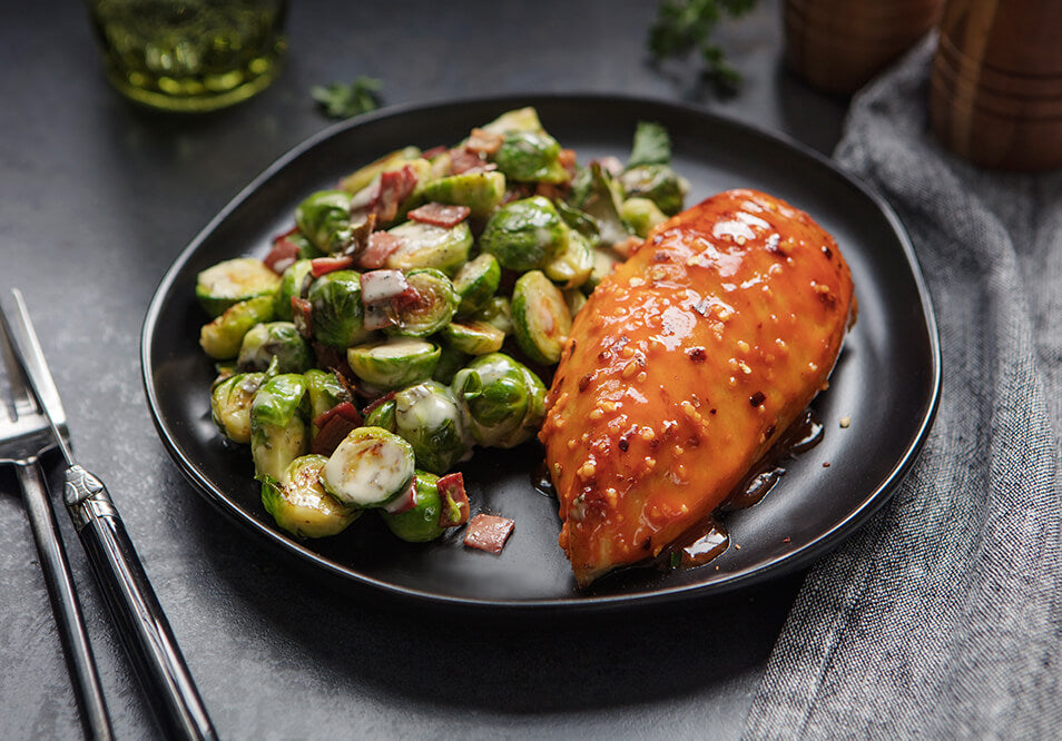 Paleo Firecracker Chicken with Bacon-Ranch Brussels Sprouts