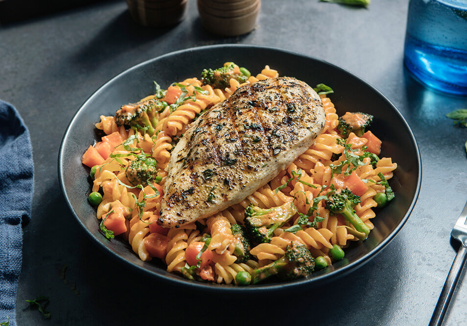 Cauli-Rosa Pasta with Grilled Chicken