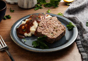 Grass-Fed Beef Mighty Meatloaf with Mashed Potatoes and Gravy