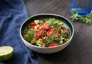 Quinoa and Grass-Fed Bison Bowl with Chipotle Lime Dressing
