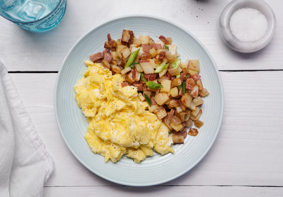 Scrambled Eggs and Breakfast Potato Hash