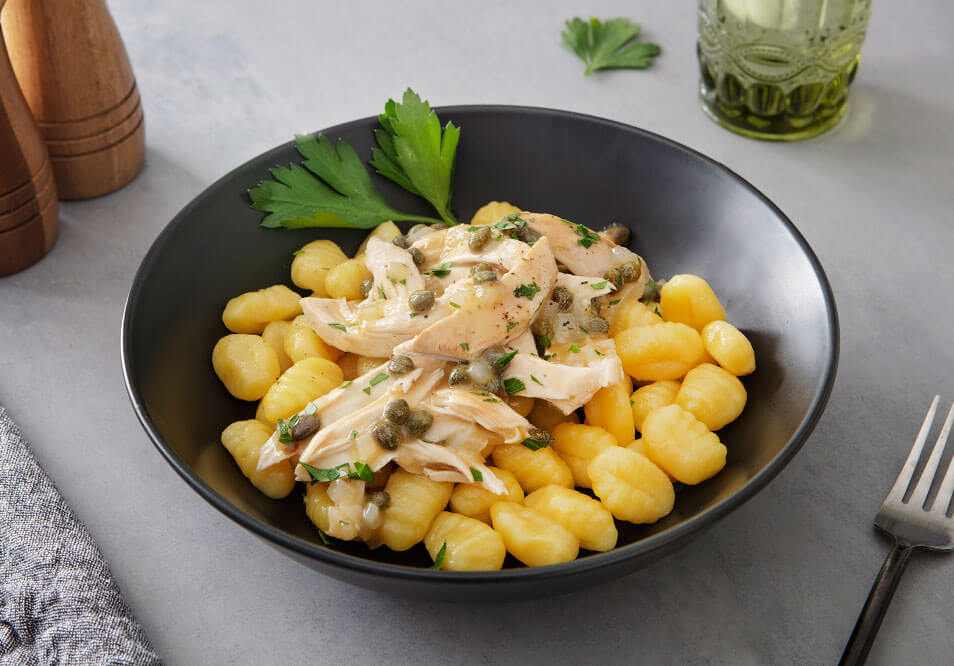 Shredded Turkey Piccata with Gluten-Free Gnocchi