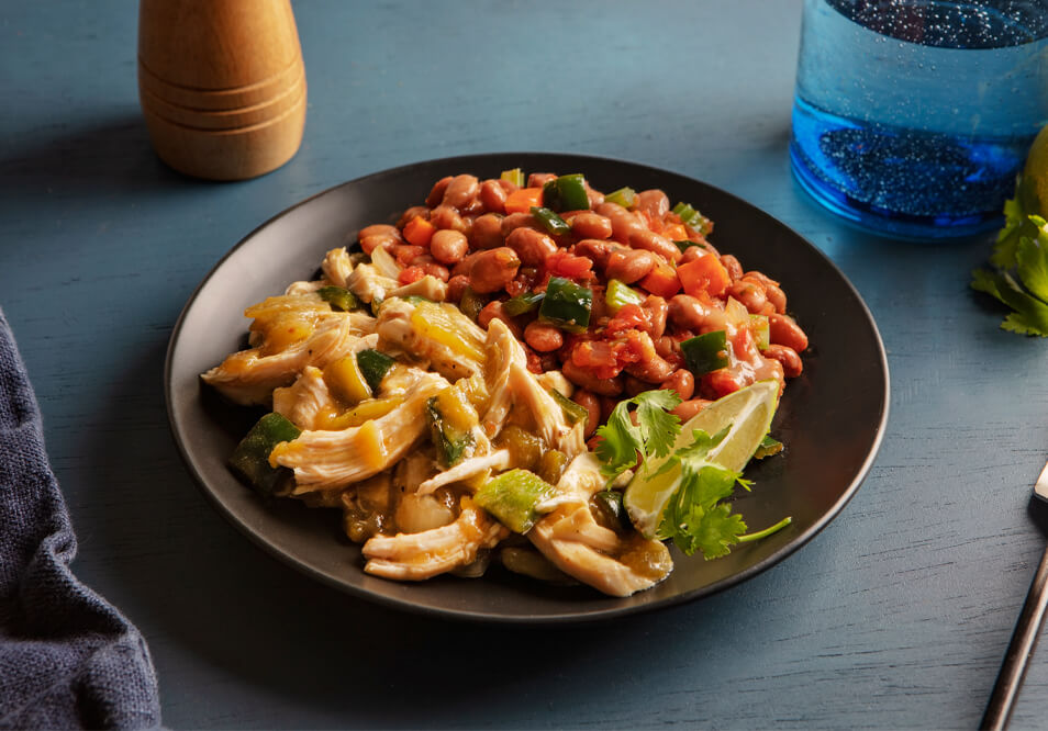 Green Chile Shredded Turkey with Spiced Pinto Beans