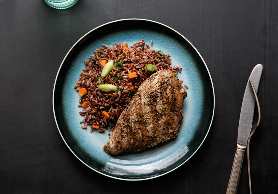 Spiced Grilled Chicken Breast  Heirloom Red Rice Pilaf