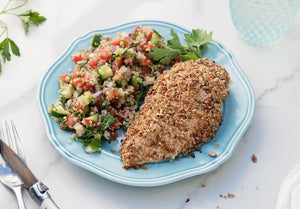 Sunflower Breaded Chicken and Chilled Quinoa Salad