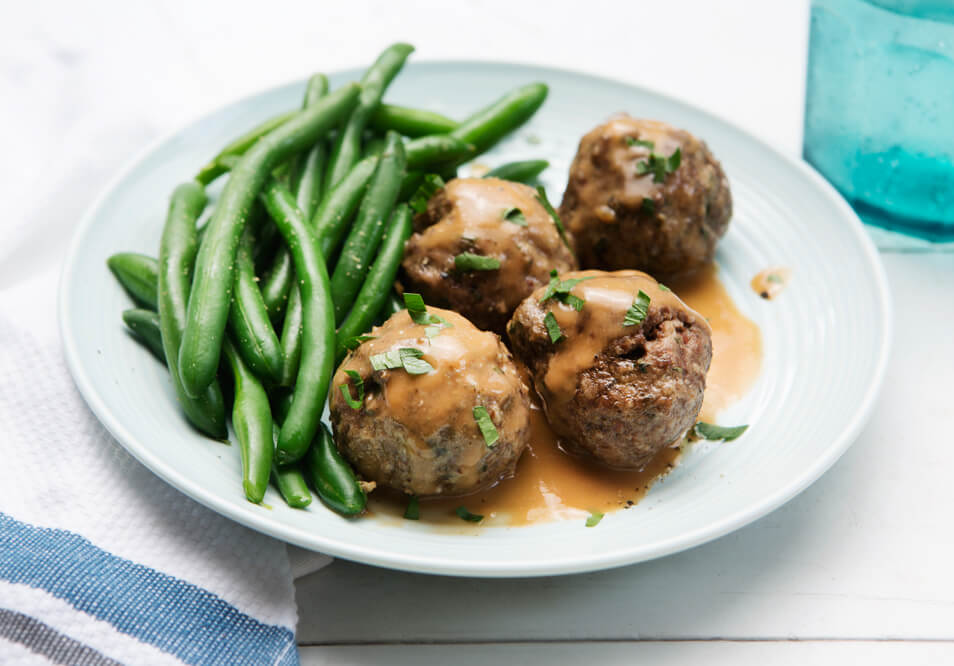 Swedish Grass-Fed Bison Meatballs and Haricot Verts