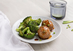 Teriyaki Turkey Meatballs with Roasted Sesame Broccoli