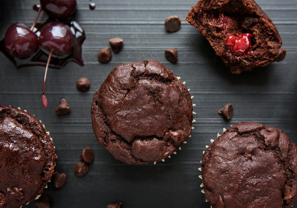 2 Paleo Chocolate Cherry Bomb Muffins