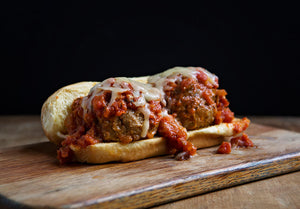 Grass-Fed Beef Meatball Sub with Marinara Sauce