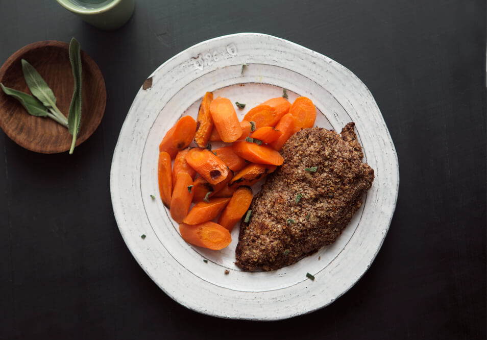 Garlic Pecan Chicken Breast and Maple Glazed Carrots